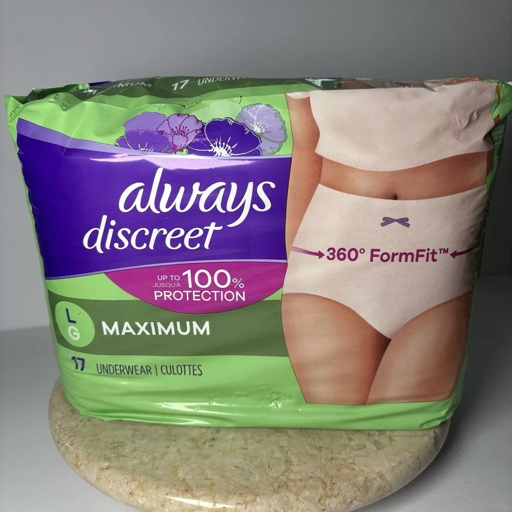 Always Discreet Incontinence Underwear‎ for Women Maximum Absorb, Large 17 Count